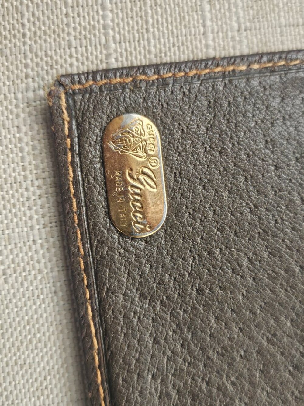 Vintage Gucci Brown Leather Bifold Clutch Wallet With Signature Red/Green Stripe - Picture 9 of 16